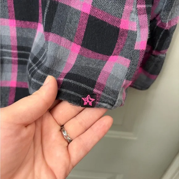 Vintage Nollie Pink and Gray Plaid Button Down Shirt - Picture 2 of 7